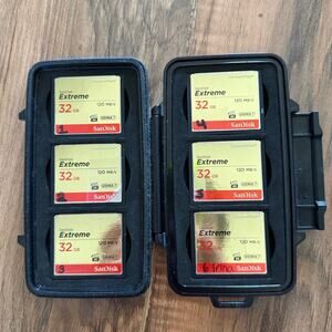 Pelican case with six 32 CF cards